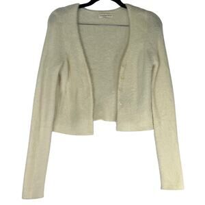 Aeropostale Fuzzy Cream Cropped Open Front Cardigan Size M